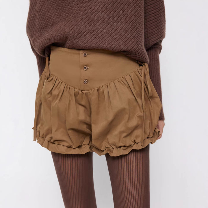 Damen modische Rüschen-Shorts mit hohen Bund und verstellbaren Kordeln Echo Archiv