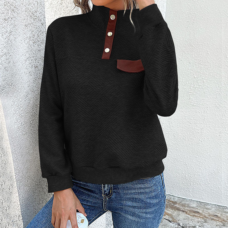 Damen Trendiger Pullover mit Stehkragen und geometrischem Muster Echo Archiv