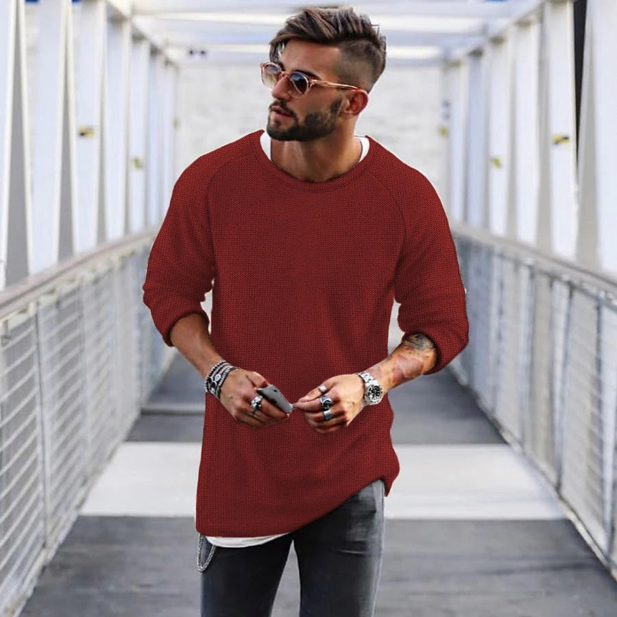 Herren lässiger Pullover mit innovativem Strickmuster Echoarchiv