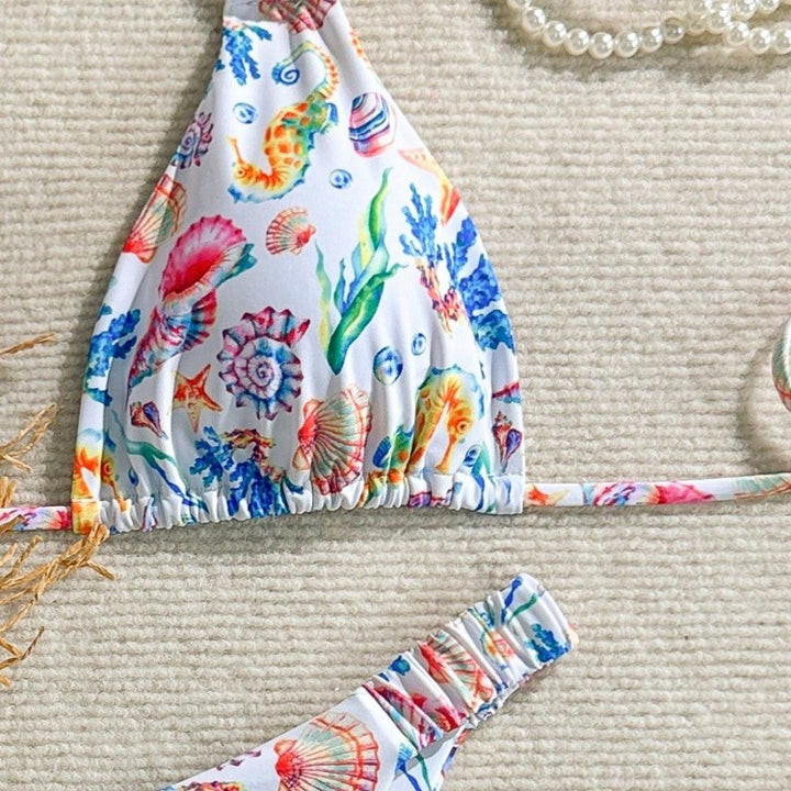 Damen Bikini-Set mit buntem Unterwasser-Motiv und verstellbaren Trägern Echo Archiv