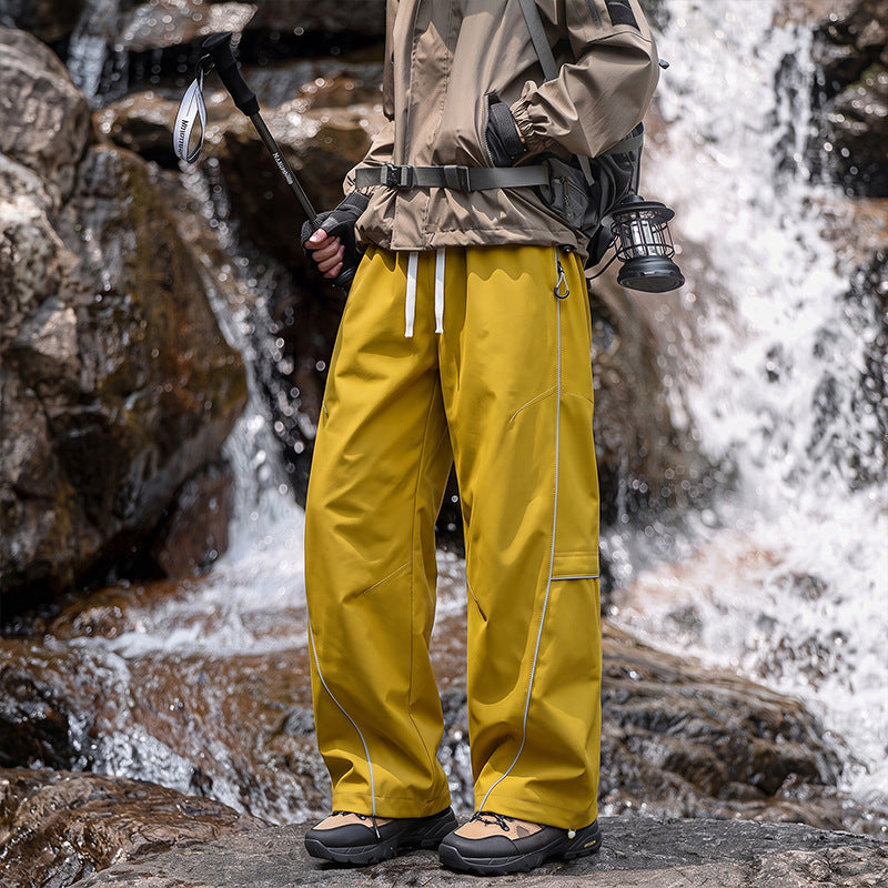 Unisex Wasserabweisende technische Cargo-Hose mit weitem Bein, Reißverschlusstaschen und Kordelzug Echo Archiv