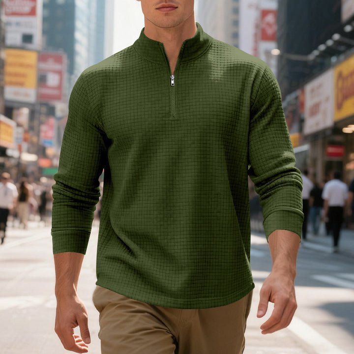 Herren funktionales Langarmshirt mit modernem Stehkragen und Reißverschluss Echoarchiv
