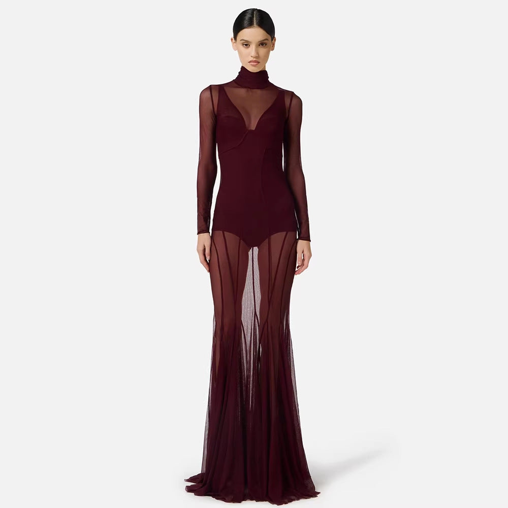 Damen Elegantes und transparentes Abendkleid Echo Archiv