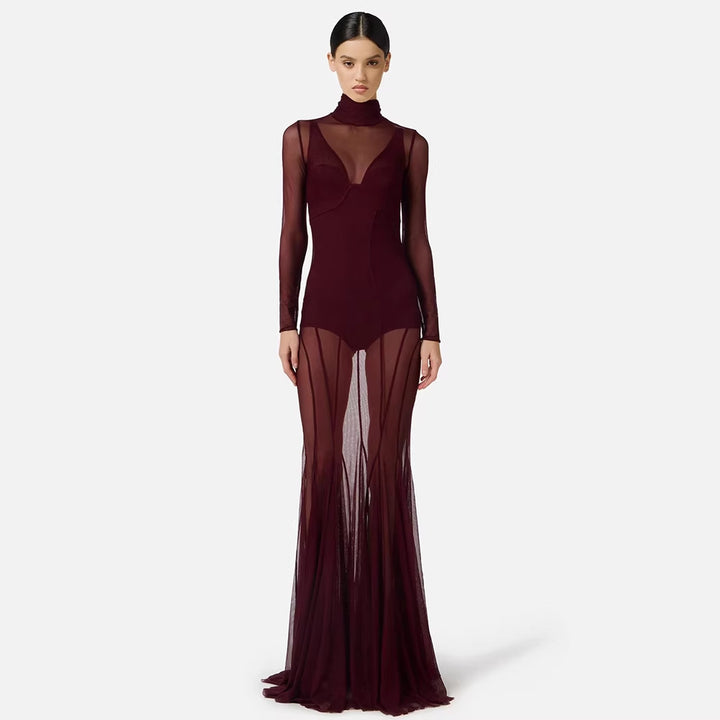 Damen Elegantes und transparentes Abendkleid Echo Archiv