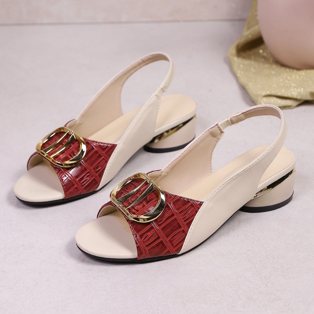 Damen Slingback-Sandalette mit Kroko-Prägung und niedrigem Blockabsatz – Sorelia