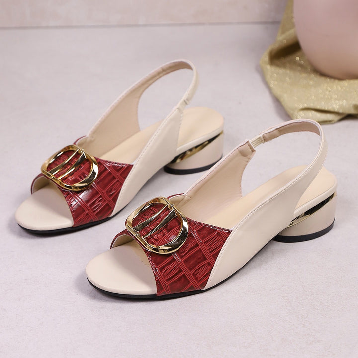 Damen Slingback-Sandalette mit Kroko-Prägung und niedrigem Blockabsatz – Sorelia