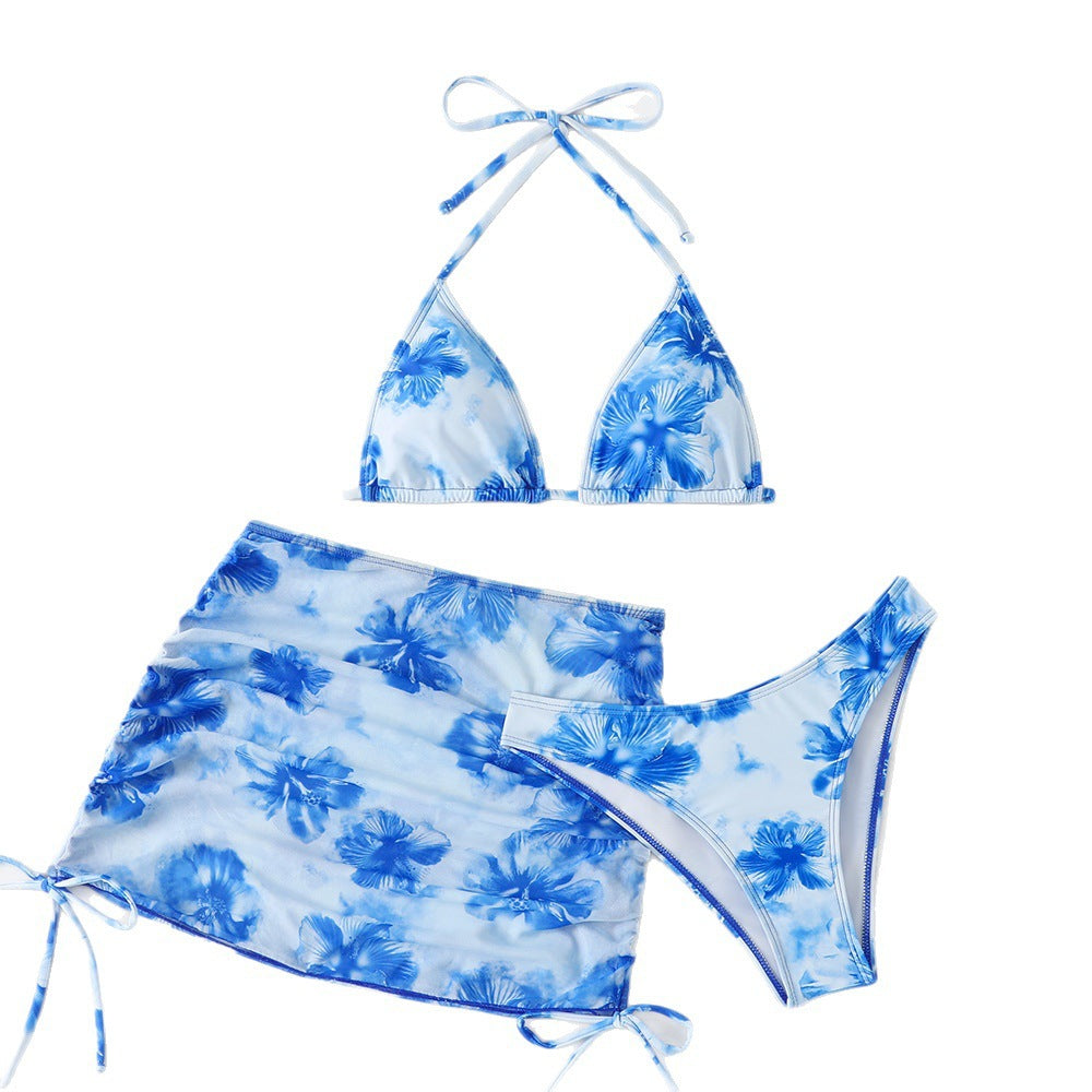Damen Triangel-Bikini-Set mit verstellbaren Trägern und floralem Wickelrock Echo Archiv