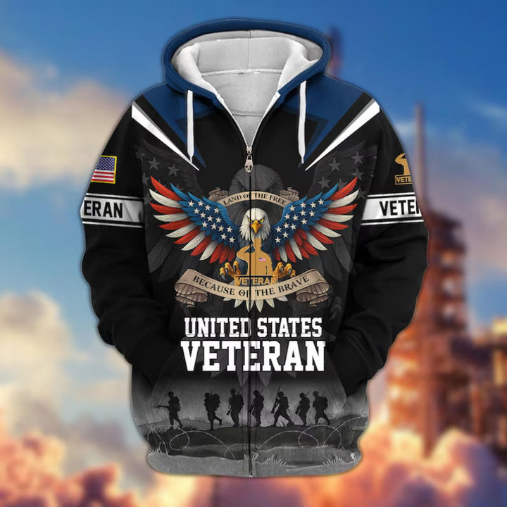 Herren Kapuzensweater mit amerikanischem Veteranenmotiv Echoarchiv