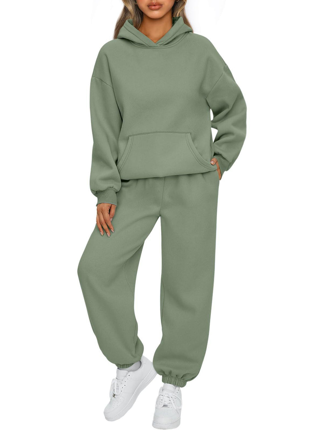 Damen nan Relaxed Loungewear-Set mit Kapuzenpullover und hochgeschnittener Jogginghose aus weichem Baumwollfleece Echo Archiv