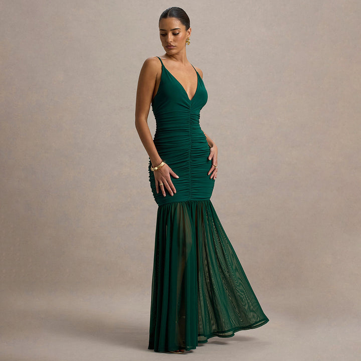 Damen Elegantes bodenlanges Kleid mit raffinierten Rüschendetails Echo Archiv