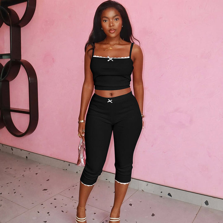 Damen Sportliches Crop-Top und Capri-Hose Set Echo Archiv