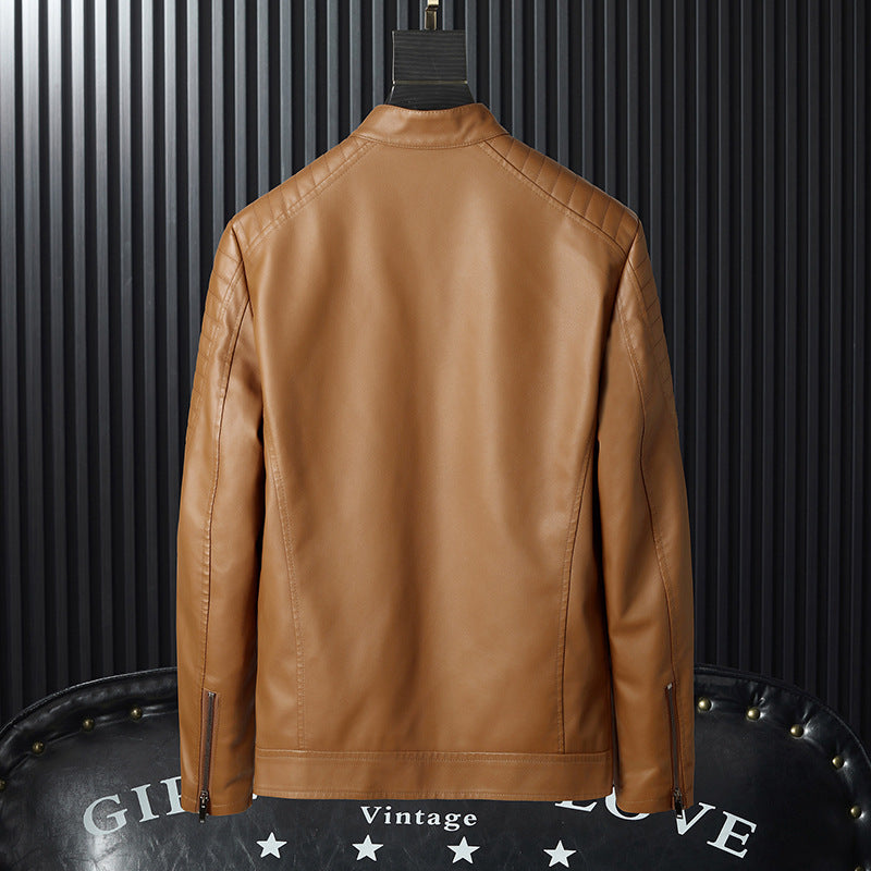 Herren Kunstleder-Moto-Blouson mit gesteppter Schulterpartie, Stehkragen und Reißverschluss Echoarchiv