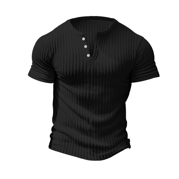 Herren Kurzarm-Henley-Shirt mit strukturiertem Stoff Echoarchiv