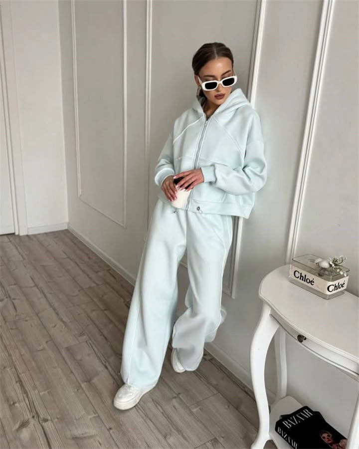 Damen nan Kapuzenjacke und weite Jogginghose Set mit kontrastnähten Echo Archiv