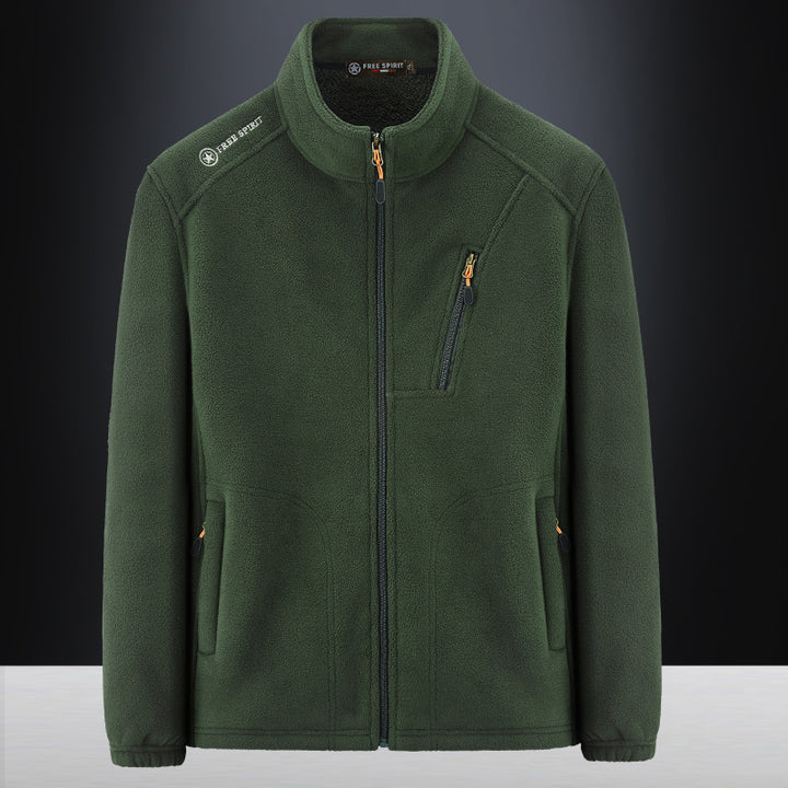 Herren Warme Microfleece-Outdoorjacke mit Brustreißverschluss, Seitentaschen und Stehkragen Echo Archiv