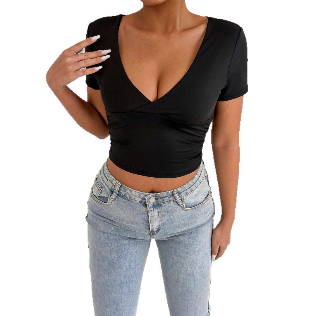 Damen Kurzarm-bodycon Oberteil Echo Archiv