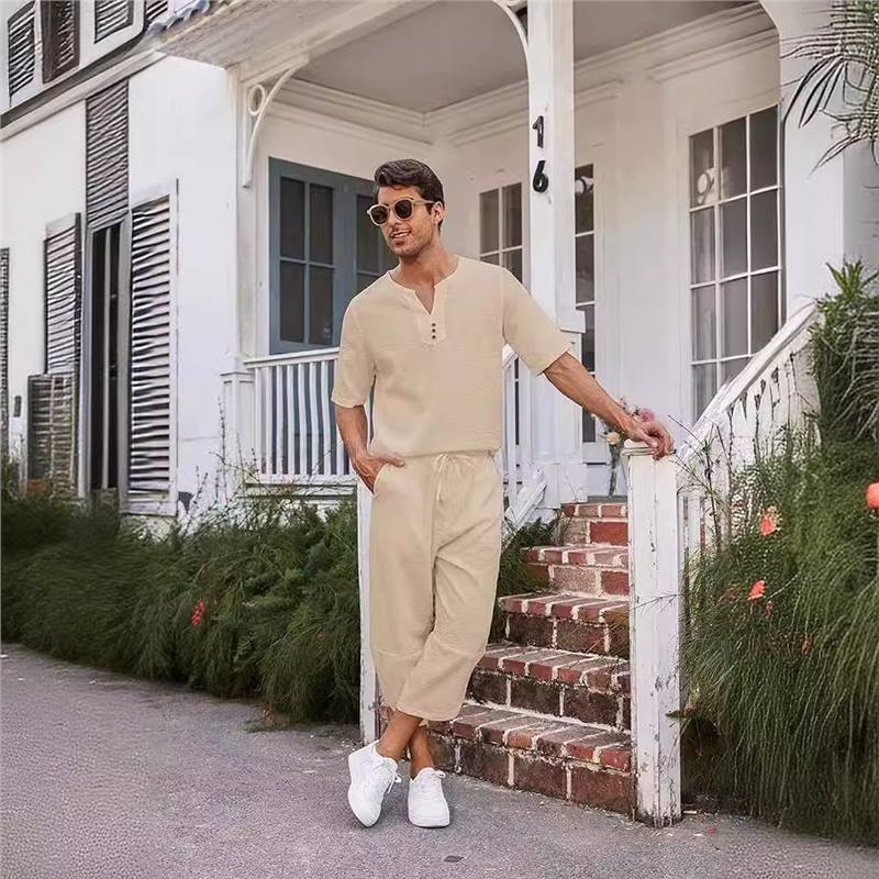 Herren lässiges Freizeitanzug-Set mit stylischem Knopfleisten-Design Echoarchiv