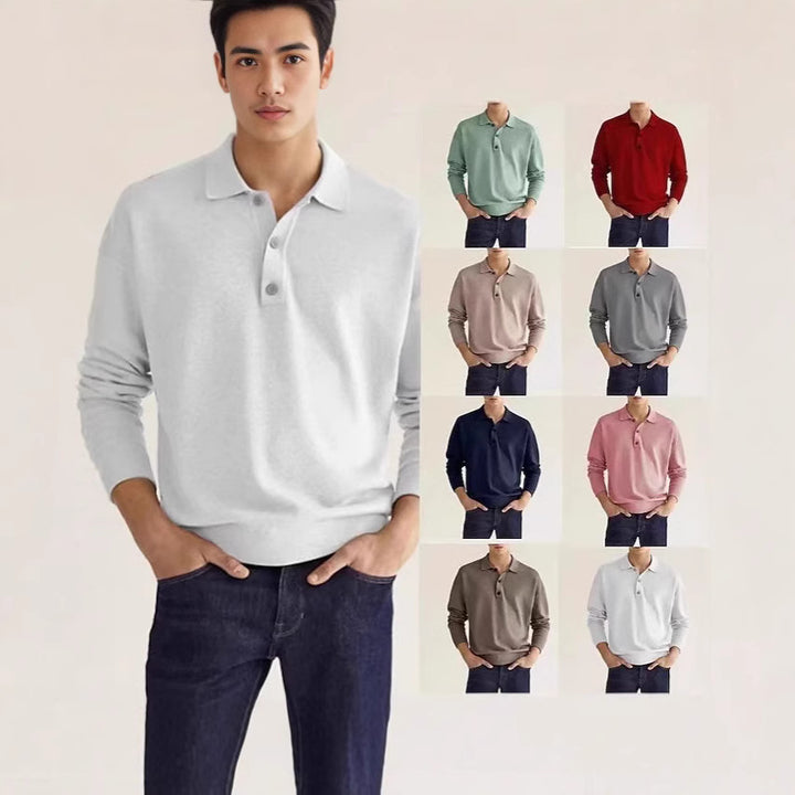 Herren lässiger Sweat-Polo mit Knopfleiste Echoarchiv