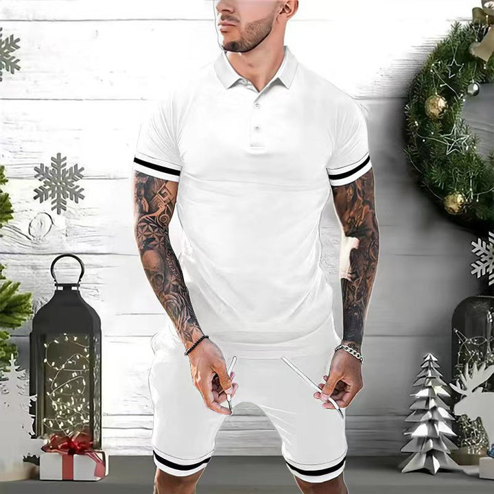 Herren Sportliches Kurzarm-Polohemd mit kombiniertem Shorts-Set Echoarchiv