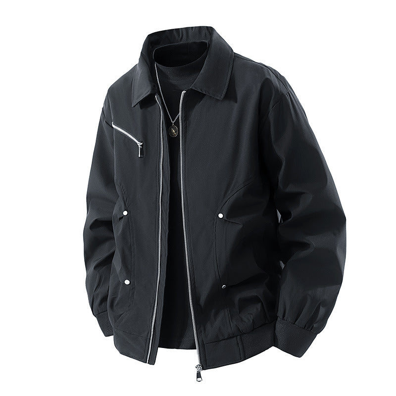 Herren Leichte Oversize-Bomberjacke aus winddichtem Nylon mit Reißverschluss, Brusttasche und Rippbündchen Echo Archiv