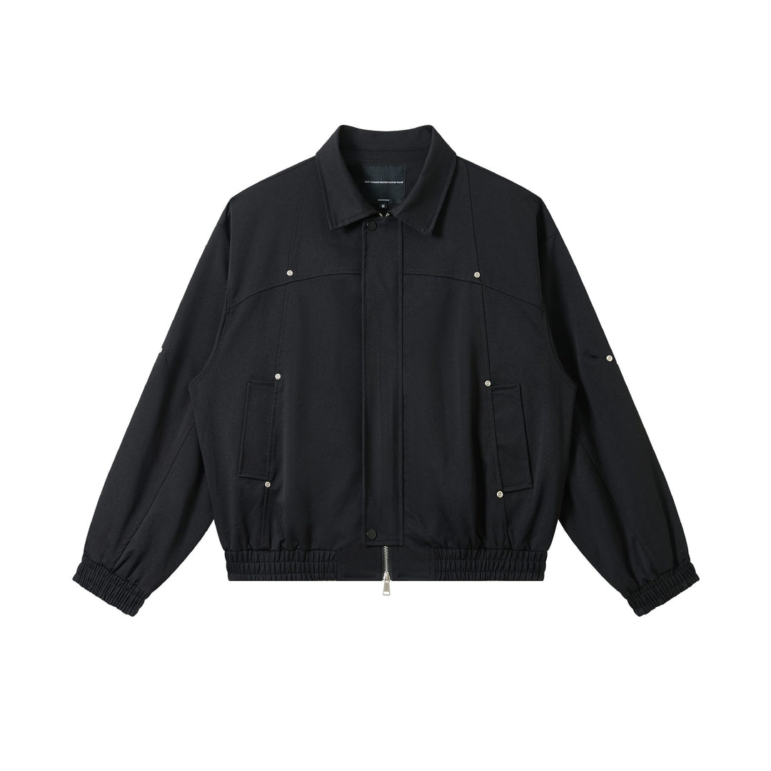 Unisex Kurz geschnittene technische Blousonjacke mit verdeckter Frontblende und elastischem Saum Echoarchiv
