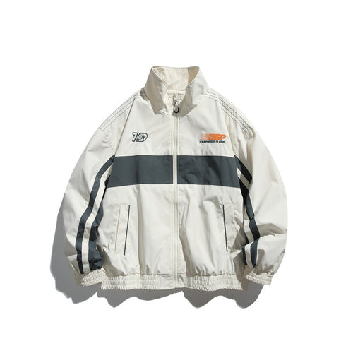 Herren Sportliche Retro-Trainingsjacke mit Streifendetail und Stehkragen Echoarchiv