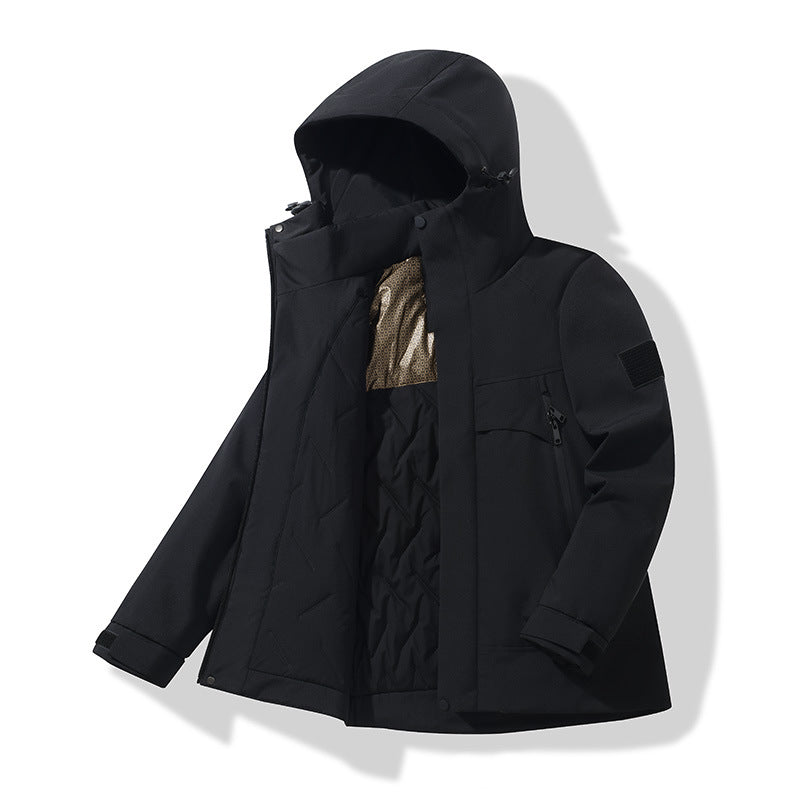 Unisex Isolierte Softshell-Parka mit abnehmbarer Kapuze und Thermofutter Echoarchiv