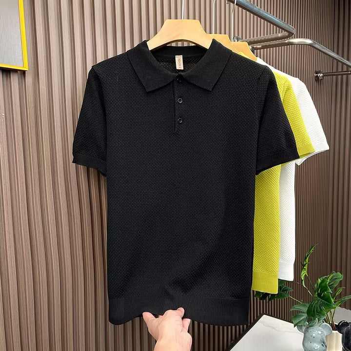 Herrenmode Poloshirt mit kurzen Ärmeln und Struktur Echo Archive