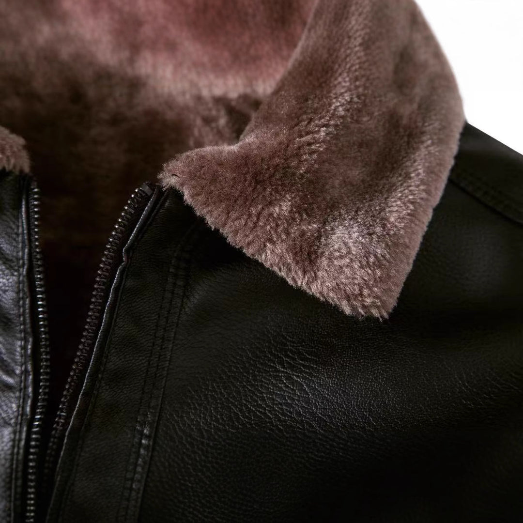Herren Lässige Kunstlederjacke mit Fleecefutter Echo Archiv
