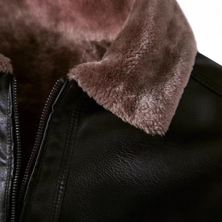 Herren Lässige Kunstlederjacke mit Fleecefutter Echo Archiv
