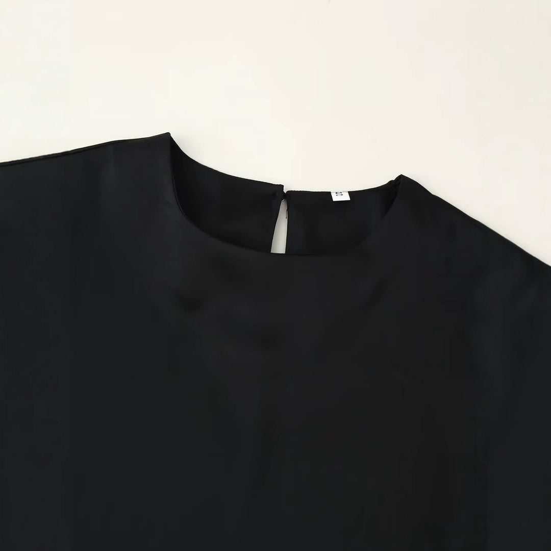 Damen Asymmetrische Tunika mit Spitzensaum und Langarm Echoarchiv