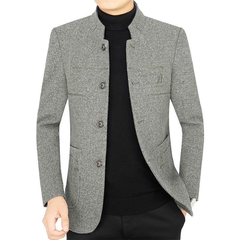 Herren Kurzmantel-Blazer mit Stehkragen und dekorativen Ziernähten – Tianoro