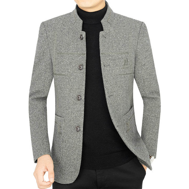 Herren Kurzmantel-Blazer mit Stehkragen und dekorativen Ziernähten – Tianoro