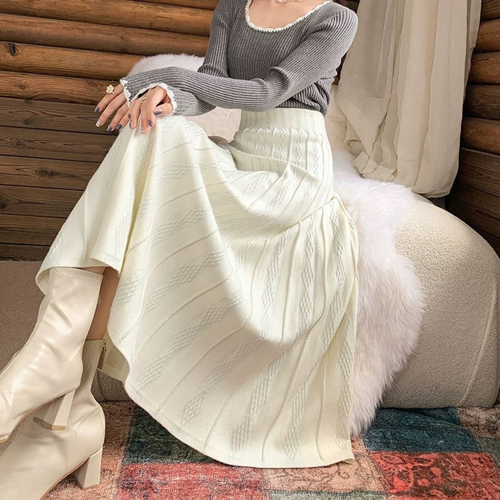 Damen Eleganter Maxirock mit strukturiertem Design Echo Archiv