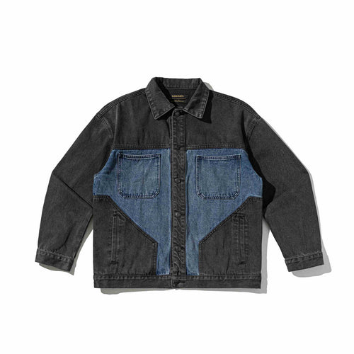 Unisex Denim-Workwear-Overshirt im kastigen Schnitt mit kontrastierten Brusttaschen Echoarchiv