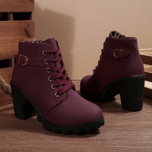 Damen nan knöchelhohe Schnür-Stiefelette mit seitlichem Reißverschluss, dekorativer Gürtelschlaufe, mittelhohem Blockabsatz und profilstarker Laufsohle Echo Archiv