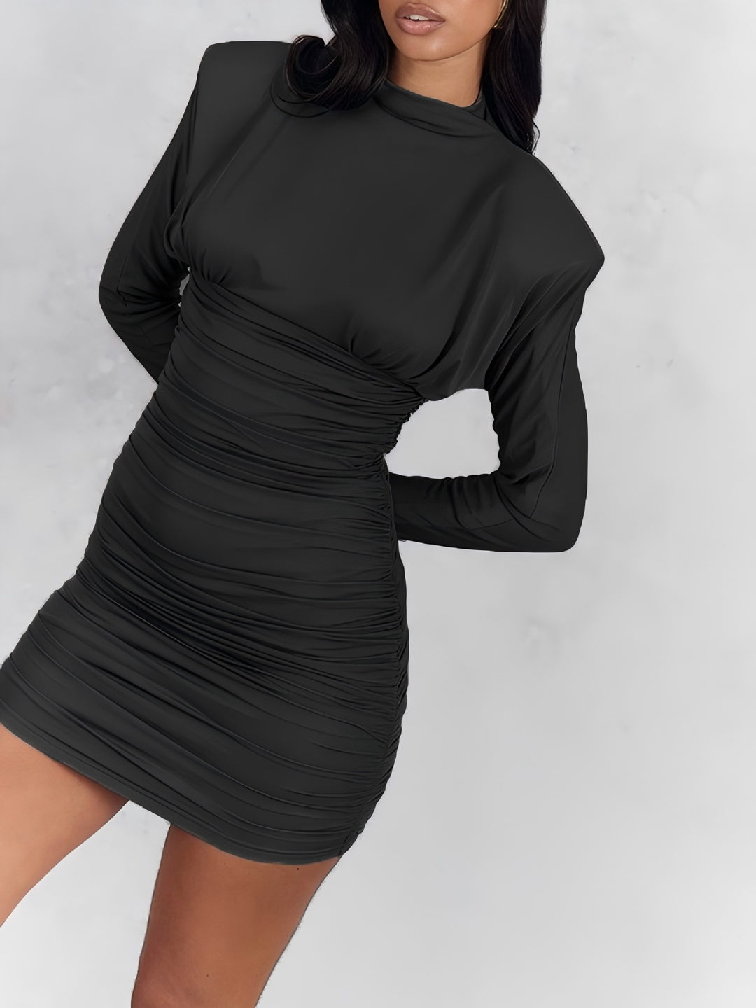 Damen Elegantes Raffungskleid mit langen Ärmeln Echo Archiv