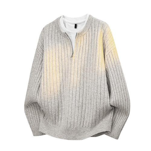 Herren Grobstruktur-Halbzip-Strickpullover mit Rippenstruktur Echoarchiv
