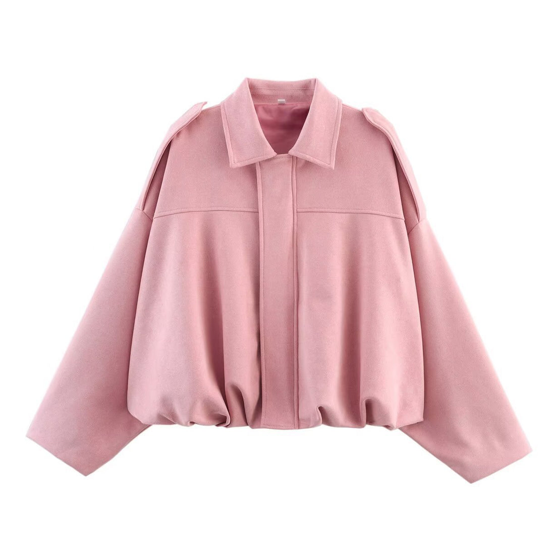 Damen nan Oversize-Kurzjacke mit Ballon-Saum, Schulterpatten und verdeckter Frontleiste Echo Archiv