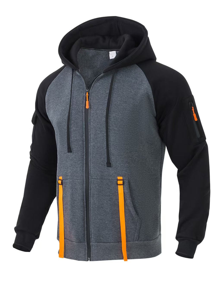 Herren funktioneller Zip-Hoodie mit vielseitigen Taschen Echoarchiv