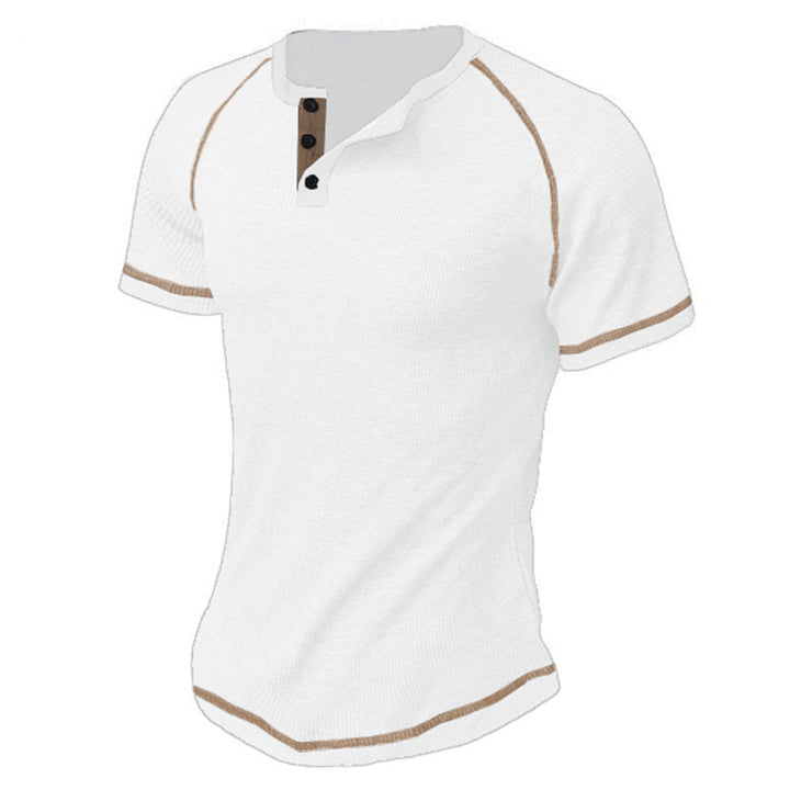 Herren Kurzarm-Henley-Shirt mit modischem Knopfdesign Echoarchiv