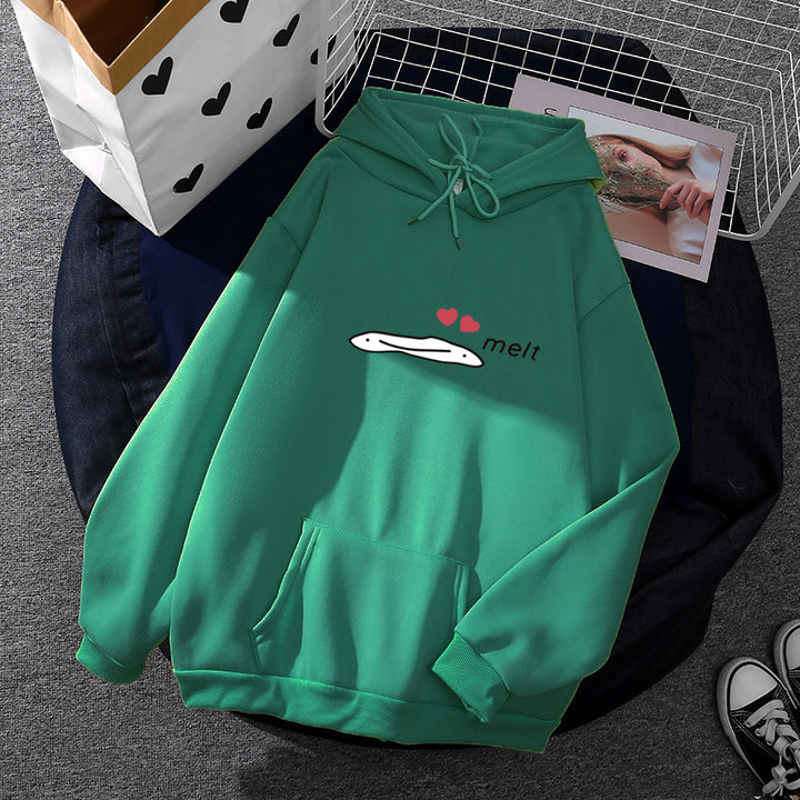 Damen Kapuzenpullover mit minimalistischer Grafik, lockerer Oversize-Passform und Kängurutasche – Auréline