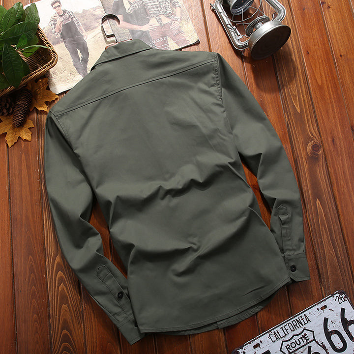 Herren Baumwollmix‑Hemdjacke im Utility‑Look mit Brustpattentaschen – Taviero