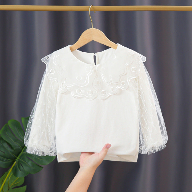 Mädchen elegante Bluse mit transparenten Tüllärmeln Echo Archiv