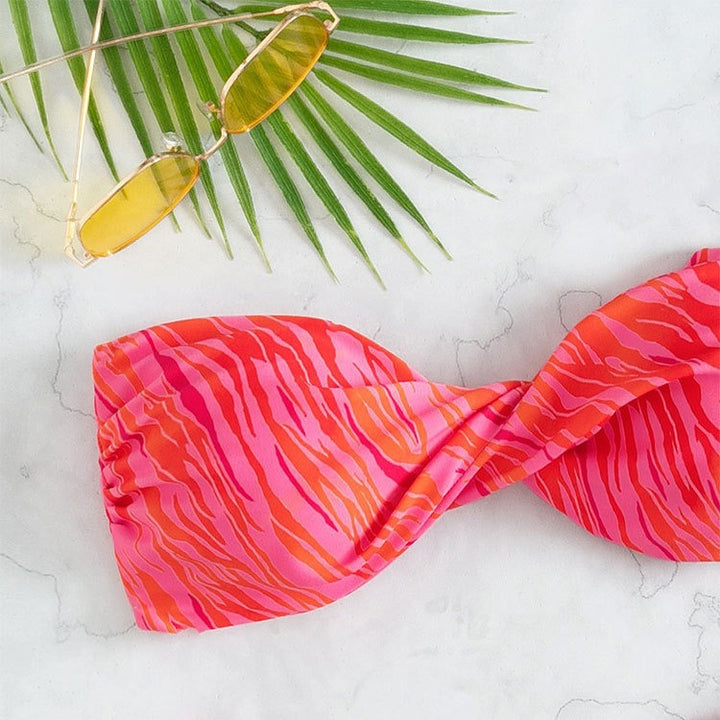 Damen Bandeau-Bikini mit modernem Leopardenmuster Echo Archiv