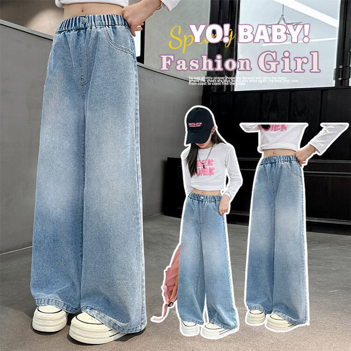 Damen weite Jeanshose mit elastischem Bund und hohem Sitz Echo Archiv