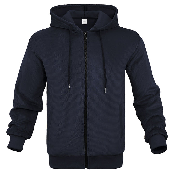 Herren Strukturiertes Kapuzen-Sweatshirt mit Vollzip, Seitentaschen und Rippbündchen Echoarchiv