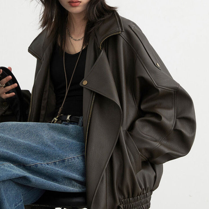 Damen Stilvolle Lederjacke Echoarchiv