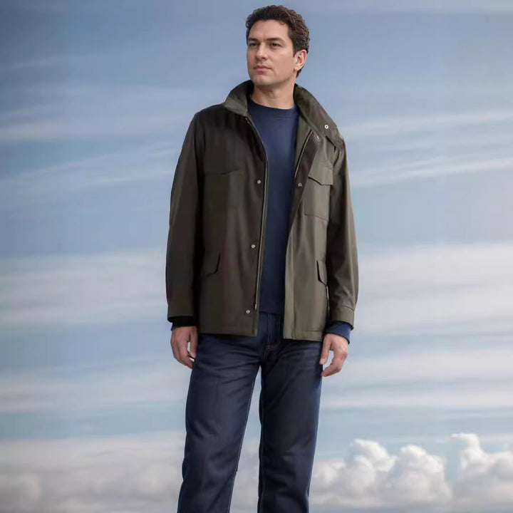 Herren leichte Multifunktionsjacke mit praktischen Taschen und hohem Kragen Echoarchiv