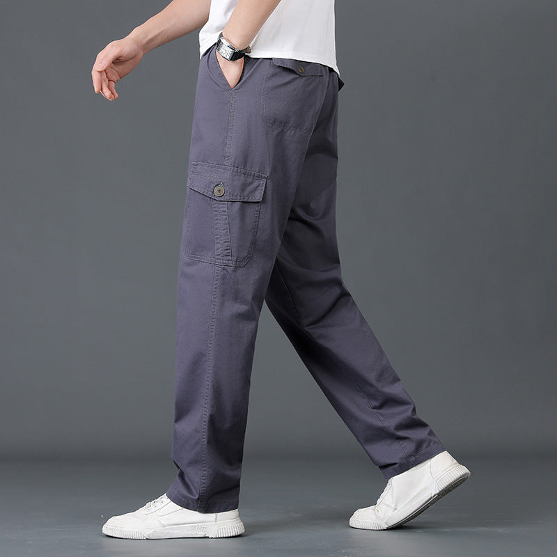 Herren Weite Cargo-Hose mit elastischem Bund, aufgesetzten Klappentaschen & geradem Bein Echo Archiv